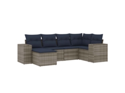 Conjunto de Sofá de Jardim, 6 Peças, Almofadas, Rattan Cinza MAISON EXCLUSIVE
