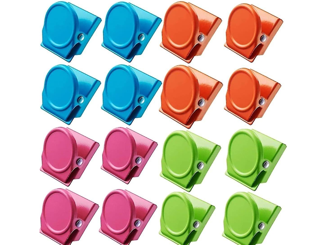Conjunto de 16 Clips Magnéticos Metálicos 3,5x3x2,3 cm, Cor Azul, para Geladeira, Quadro Branco, Notas y Oficina | S/MARCA