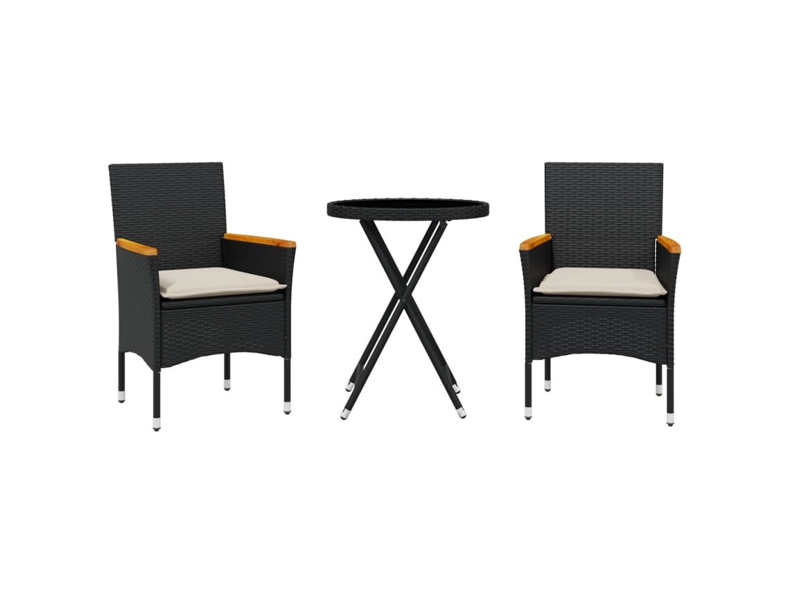 Bistro Set, Bistro Sets Vidaxl Preto Rattan / Vime (n/a)