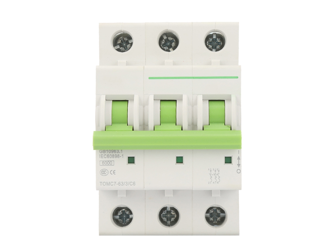 Disjuntor Miniatura 3p Tipo C, 6A, Proteção contra Fugas, Interruptor de Ar Tomc7 63