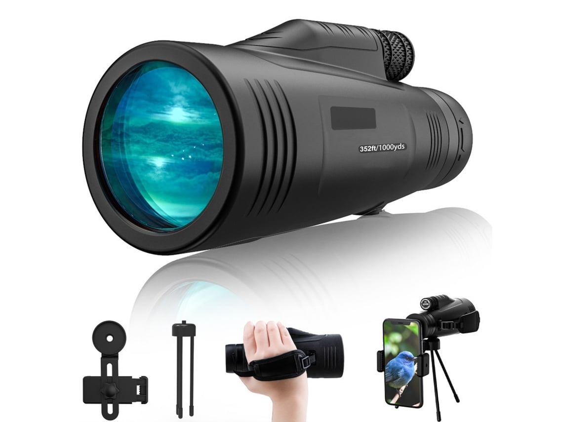 Monocular USHION 12x50 Portátil Compacto Bak4 Prisma e Lente Fmc Preto