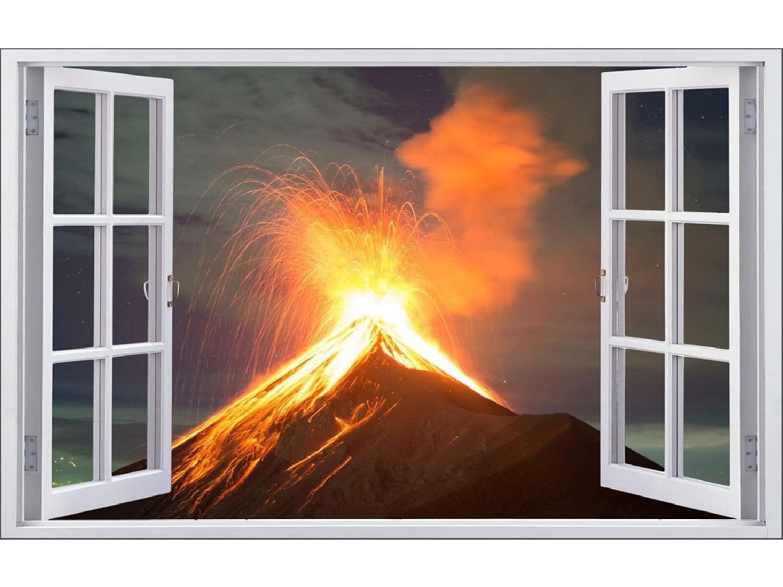 Adesivos Adesivos Efeito 3d Adesivo Éruption De Lave Autocollant Decoração Murale Chambre Et Salon 62x92cm