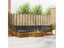 Vidaxl Conjunto De Sofás Para Exterior 7 Unid. Natural E Antracite