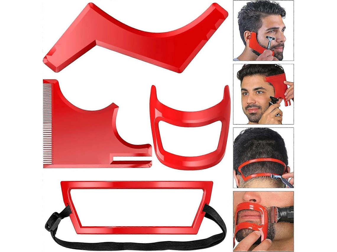 Kit De 4 Peças Para Modelar A Barba, Com Guia Para Nuca E Bigode