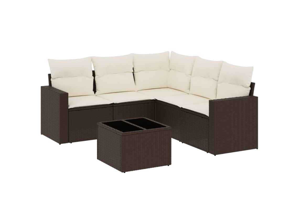 Maison Exclusive - 6 Pcs Conjunto De Sofá Jardim C/ Almofadões Vime Pe Marrom