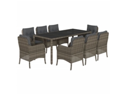 Garden Dining Set, Garden Dining Sets Vidaxl Cinzeto Rattan / Vime (190 Cm Table Length)
