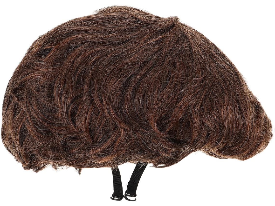 Prótese Capilar Masculina Para Cabelos Castanhos Curtos, Fibras Sintéticas, Design Realista, Fácil De Cuidar.