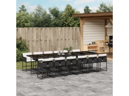Vidaxl 13 Pcs Conjunto De Jantar P/jardim Com Almofadões Vime Pe Preto