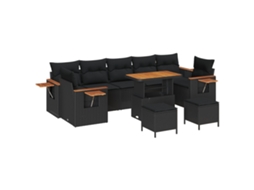 Maison Exclusive - Conjunto De Sofá De Jardim Com Almofada 13 Pcs Preto Vime Pe