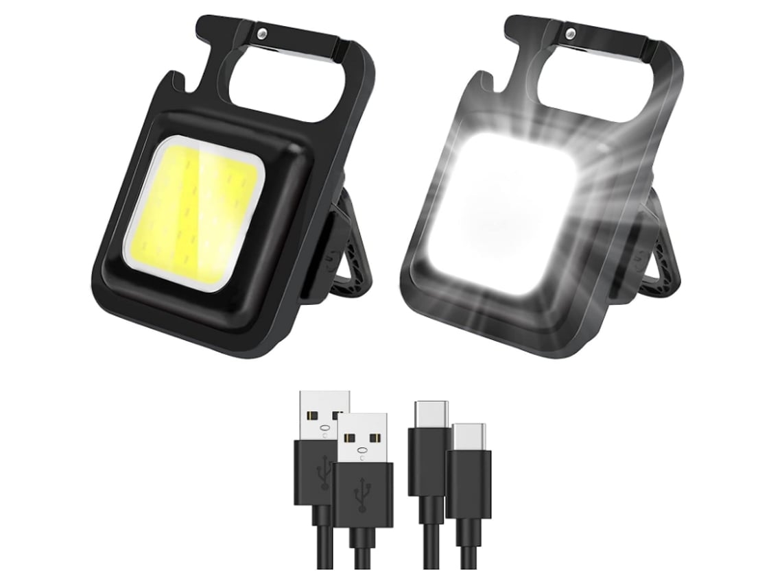 Lanterna Cob Pequena Lanterna de Bolso Magnética de 500 Lúmens Altos Chaveiro Recarregável Luz de Trabalho 4 Modos de Luz Preto BISBISOUS VIGA EUROPE