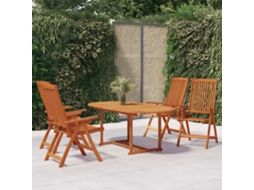 Conjunto 5 Peças Jantar Para Jardim Madeira De Eucalyptus Maciça Dkd Home Decor