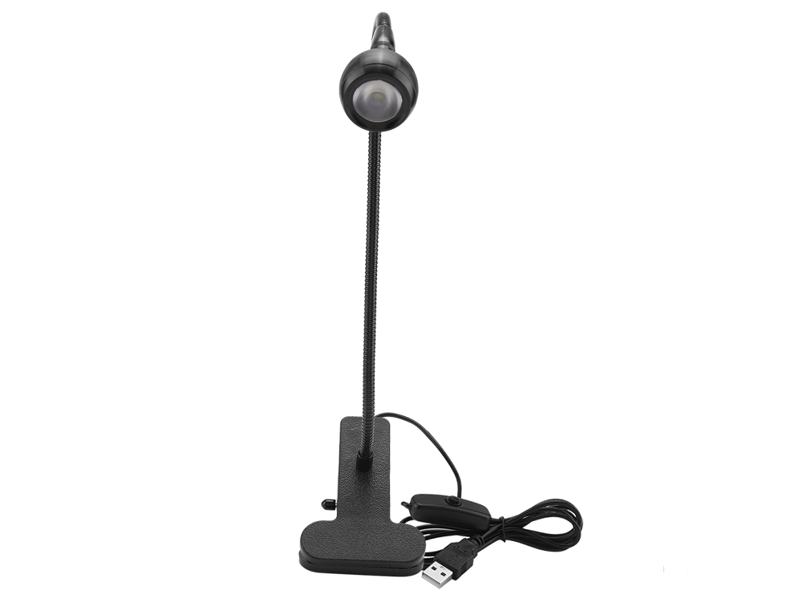Lâmpada de Mesa Led Usb com Clip e Gooseneck para Estudo Leitura Residência Preto Branco | S/MARCA