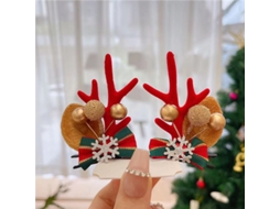 Grampo de Cabelo Chifre de Rena Natalino Fofo Plush com Detalhes Exquisitos para Festas e Cosplay | S/MARCA