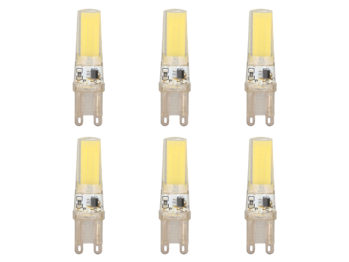 6pcs Lâmpada Led G9 dimável Cob 9w 220v 500lm 360° para luminárias de parede e mesa