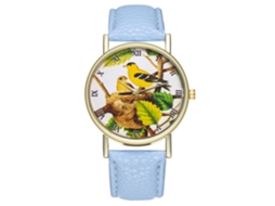 Reloj De Pulsera De Pareja Com Pulseira De Pu, Mostrador Redondo, Quartzo, Azul Claro