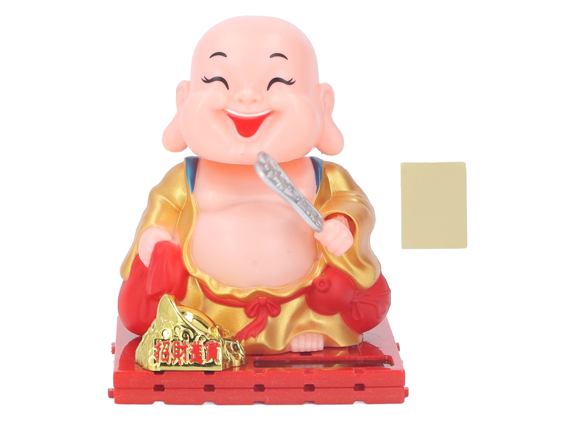 Figura de Buda Solar Automática Mão Mexendo Dourado
