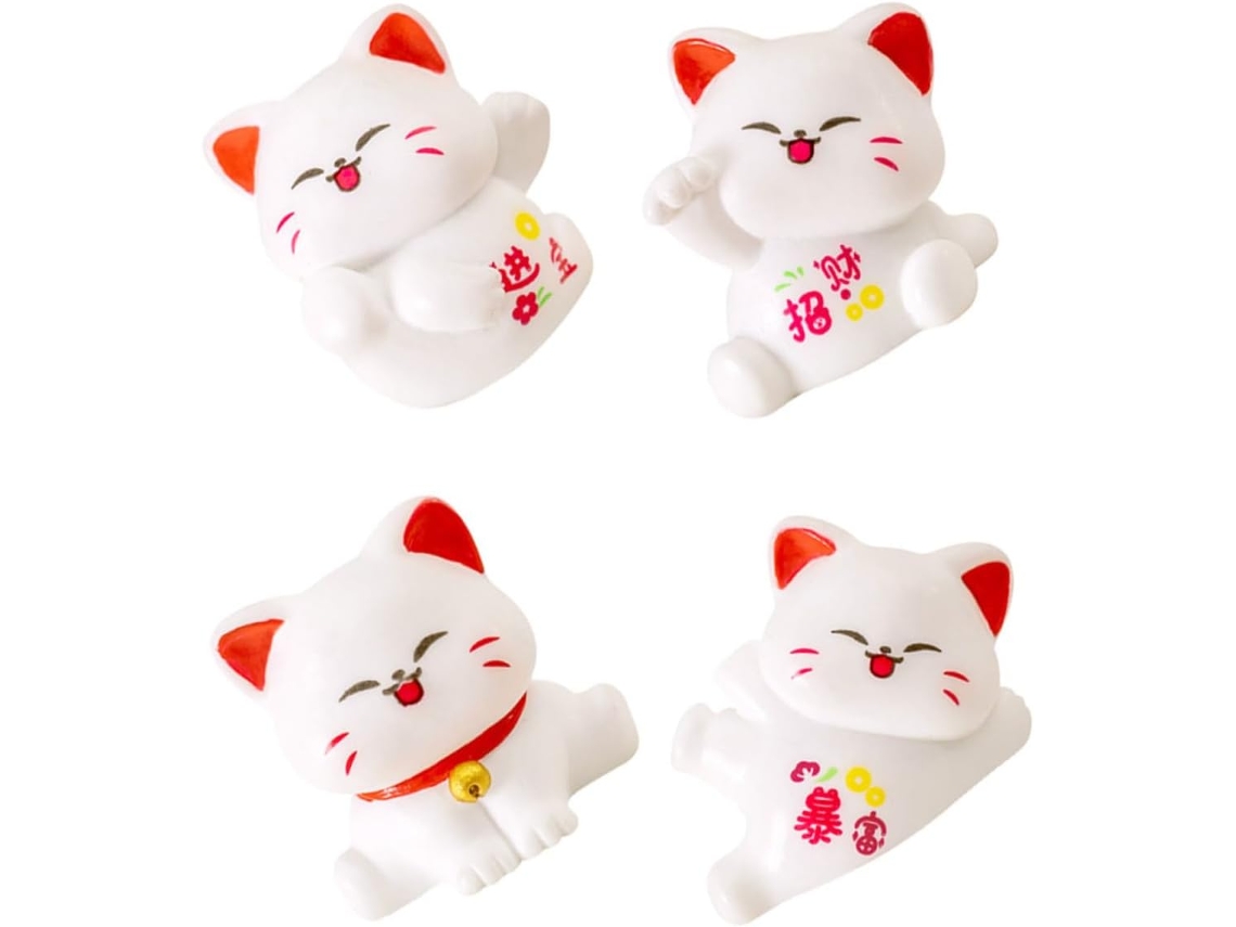 Kit de 4 Estátuas de Gatos, Decoração para Festas Temáticas de Gatos, Enfeites Decorativos para Jardim e Casa CHABERLU