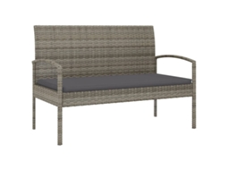 Maison Exclusive - Banco De Jardim Com Almofadão 105 Cm Vime Pe Cinzento