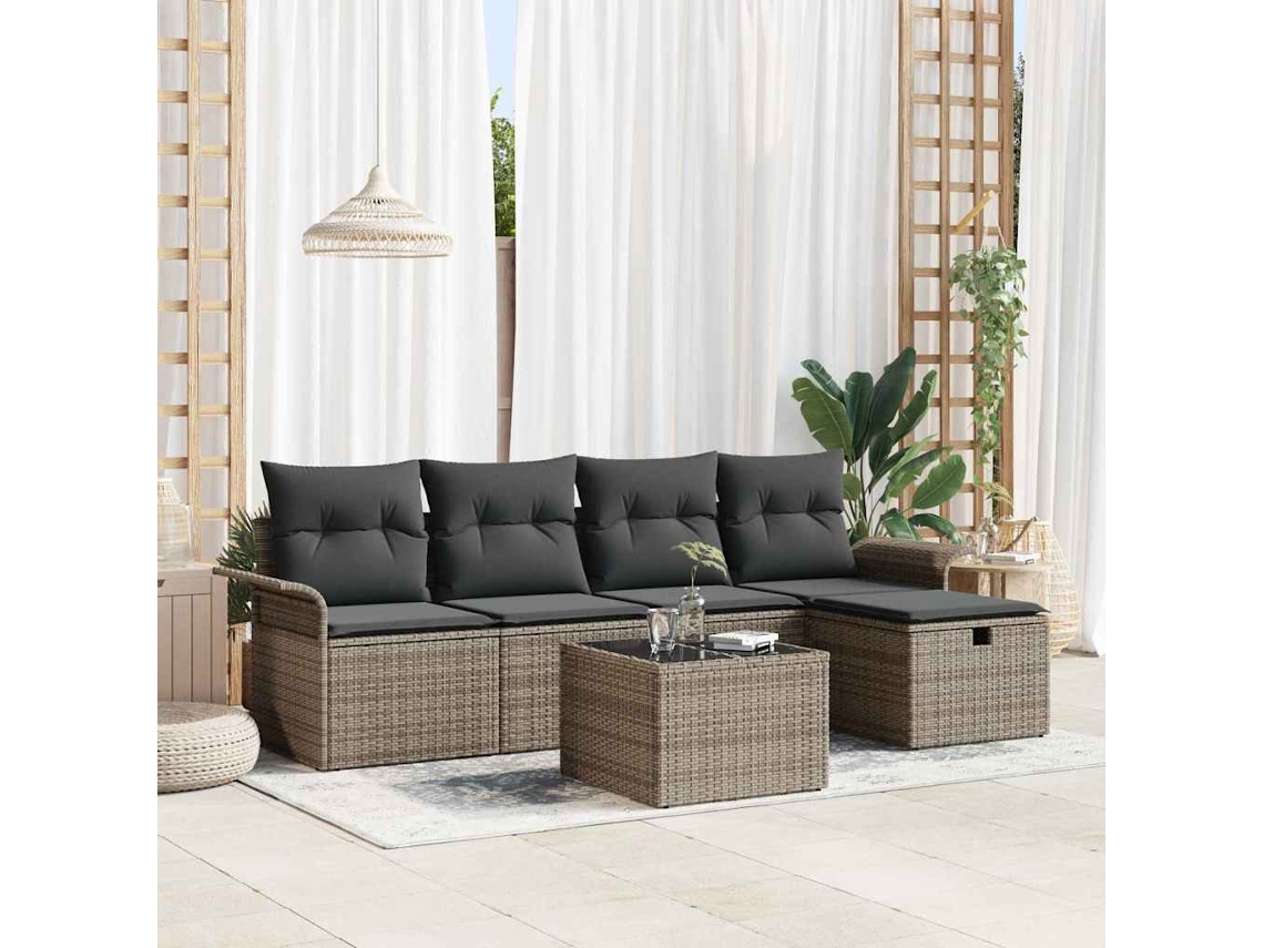 Vidaxl Conjunto De Sofá De Jardim 6 Unid. Rattan Sintético