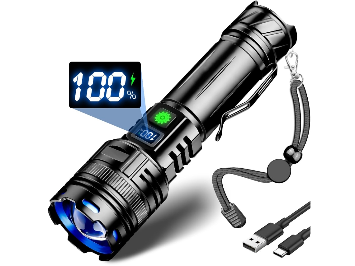 Lanterna Led Resistente À Água Com Indicador De Bateria