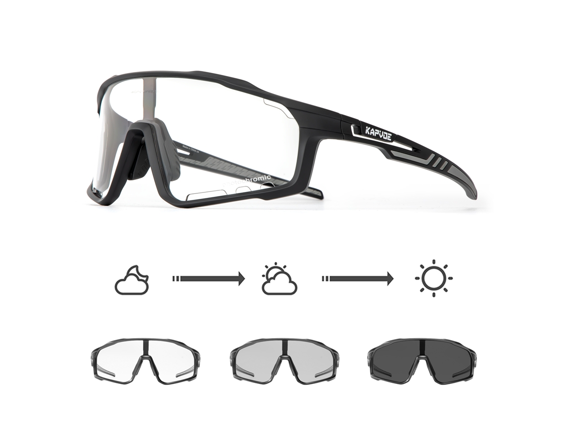 (preto 1) Óculos De Ciclismo Fotocromáticos Unissex, Óculos De Sol Com Proteção Uv400.