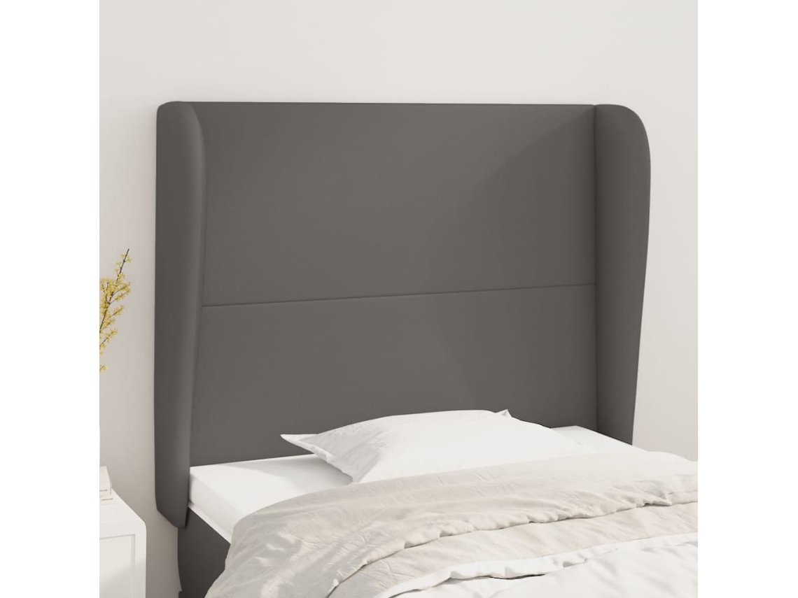 Cabeceira Cama C/ Abas Couro Artif. 103x23x118/128 Cm Cinzento