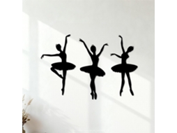 Adesivo de parede com silhueta de bailarina, 64x96,4cm, autoadesivo, preto.