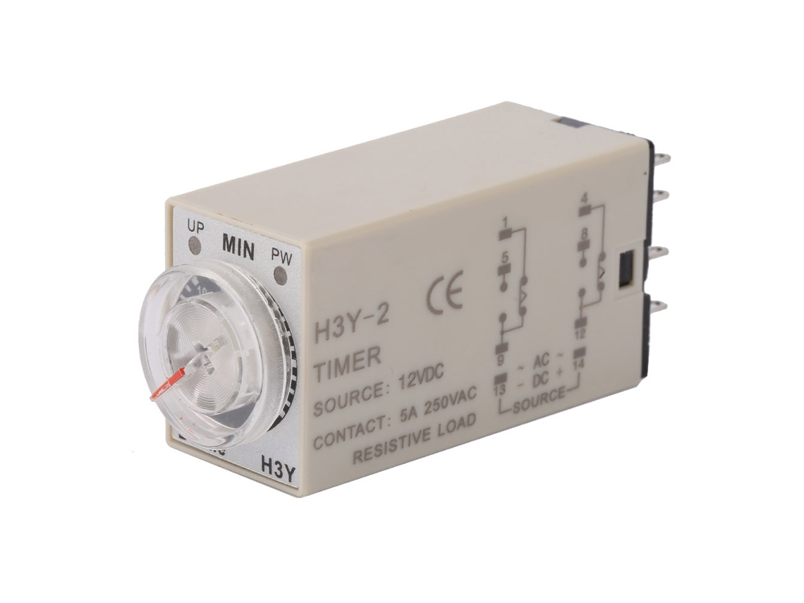 Relé Eletromagnético Intermediário Mini H3Y 2 8 Pinos 12VDC 30m