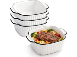 Conjunto De 4 Formas De Forno Cerâmico - 14,3 X 5,2 Cm - Pequenas Formas De Forno - Resistente A Riscos E Manchas - Base Antideslizante - Forma Para A