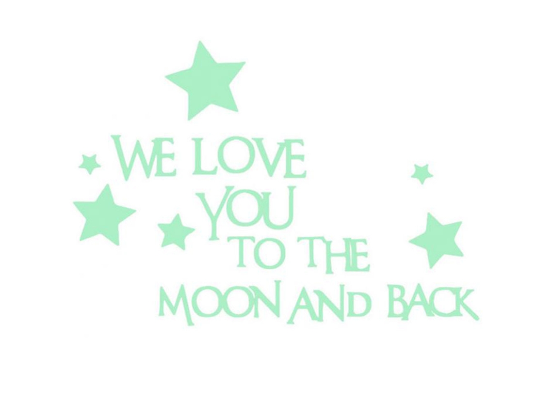 Adesivo luminoso "we love you" decorativo para sala e quarto parede vinil verde 6x35cm | S/MARCA