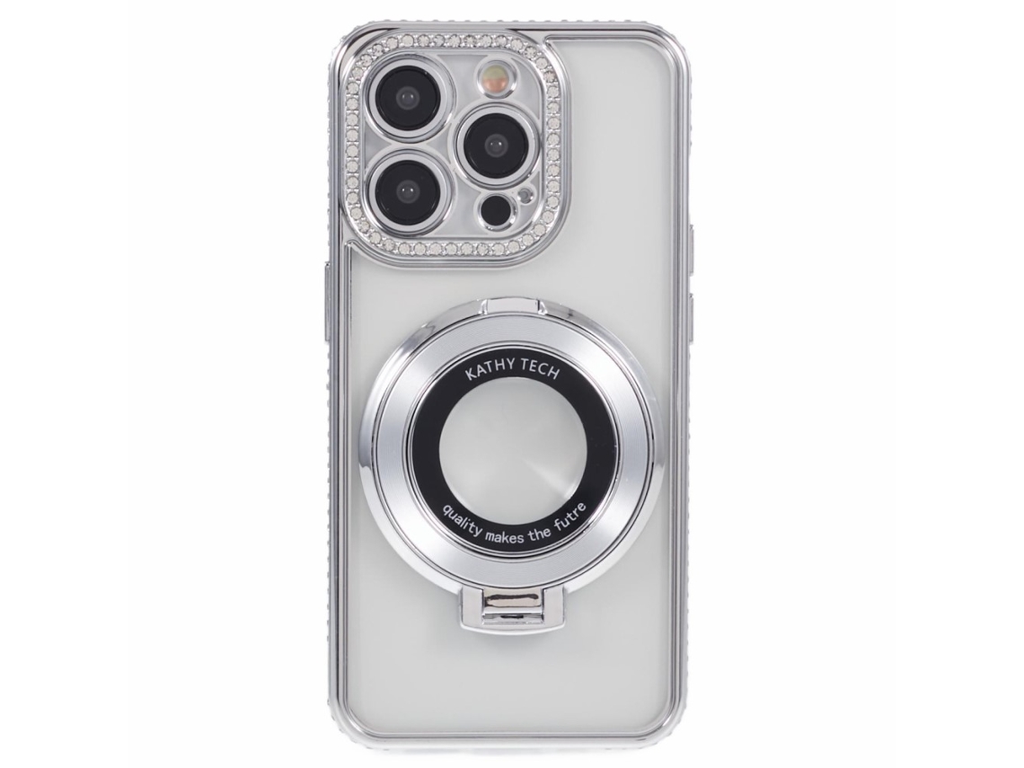 Suporte Casa Para Iphone 14 Pro Pele Sintética Prateado