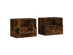 Conjunto de 2 mesas de parede MAISON EXCLUSIVE Carvalho Fumado (45x30x35 cm)