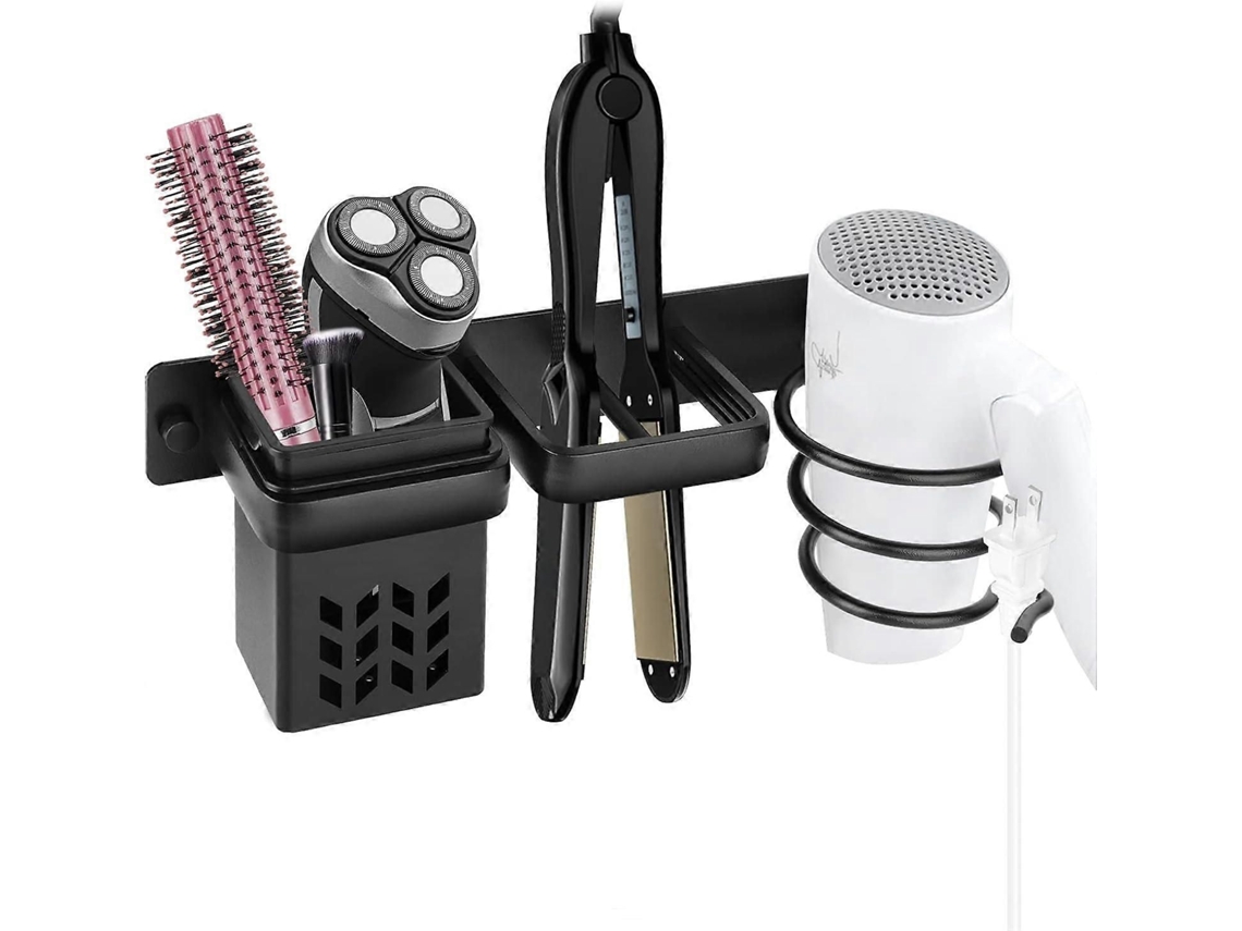 Suporte de Parede para Secador Cabelo, e Chapinha, Organizador Escova Cabelo - Preto GOKOCO