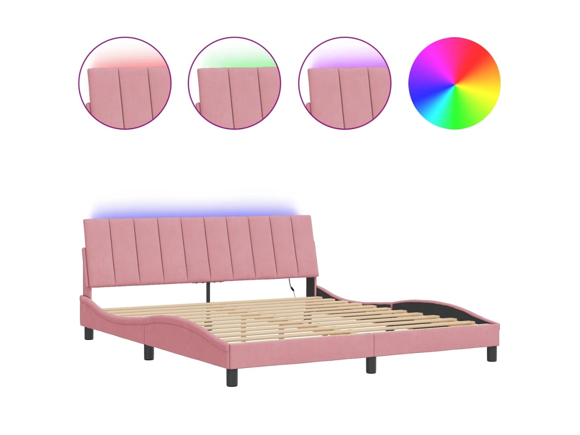 Bed Frame, Bed Frames Vidaxl Cor-de-rosa Veludo (180 X 200 Cm)