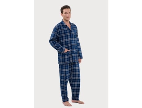 Pijama longo masculino de flanela premium de algodão xadrez com aba e estampa de coruja