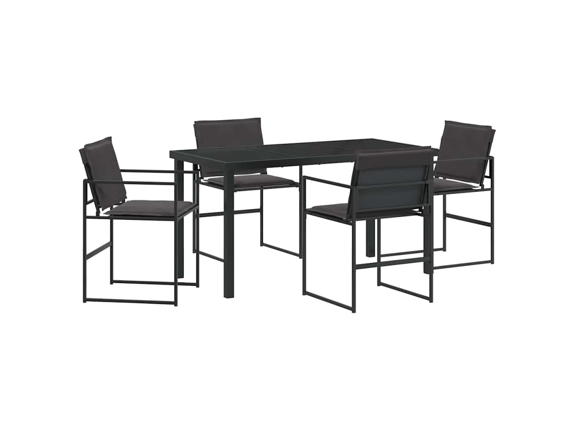 Conjunto de Jantar para Jardim 5 Pcs - Móveis de Jardim para Refeição Preto Aço Revestido a Pó HARLANV1