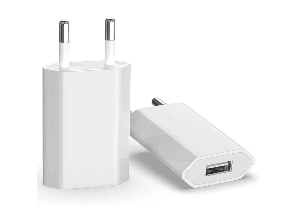 Adaptador De Tomada Usb Universal De Carga Rápida (5w 5v 1a) Compatible Com Apple Iphone Pacote De 2