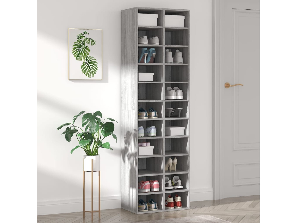Vidaxl Sapateira 54x34x183 Cm Derivados De Madeira Cinzento Sonoma