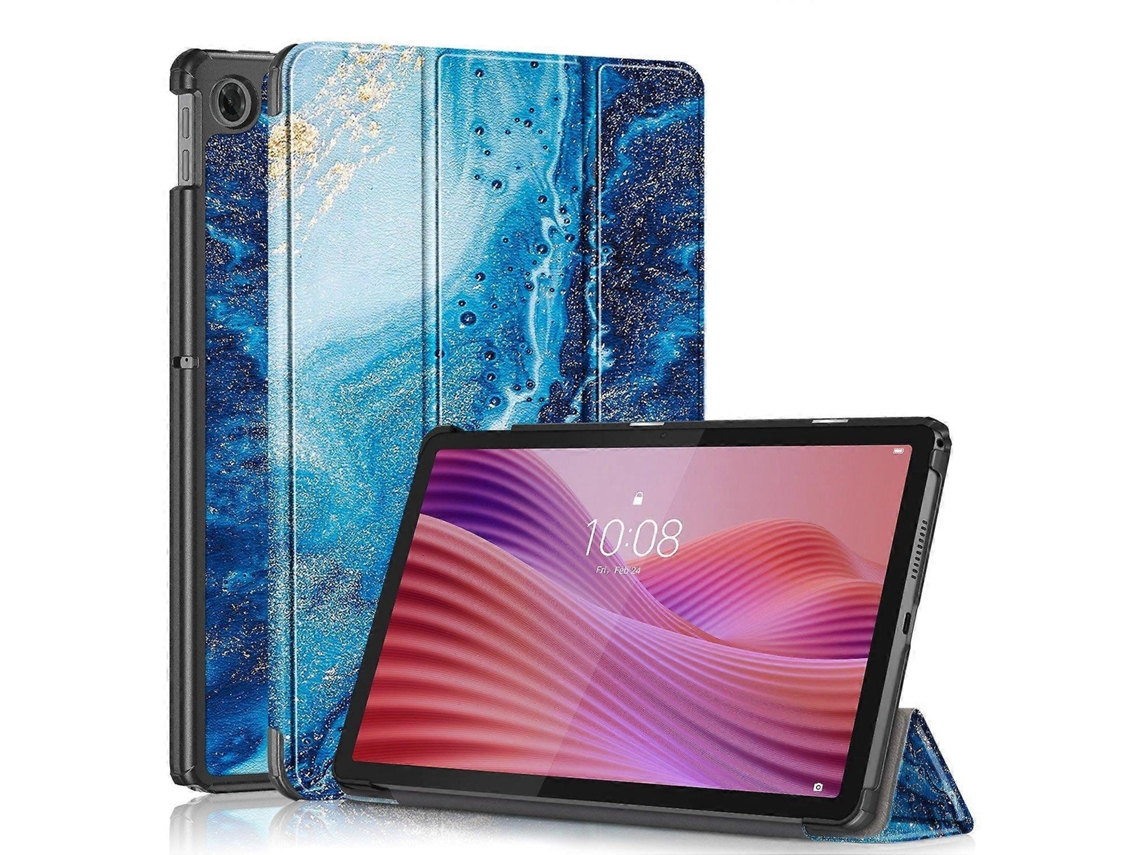 Capa De Couro Para Tablet Lenovo Tab 10.1 2025 Custer Painted Com Suporte Triplo.