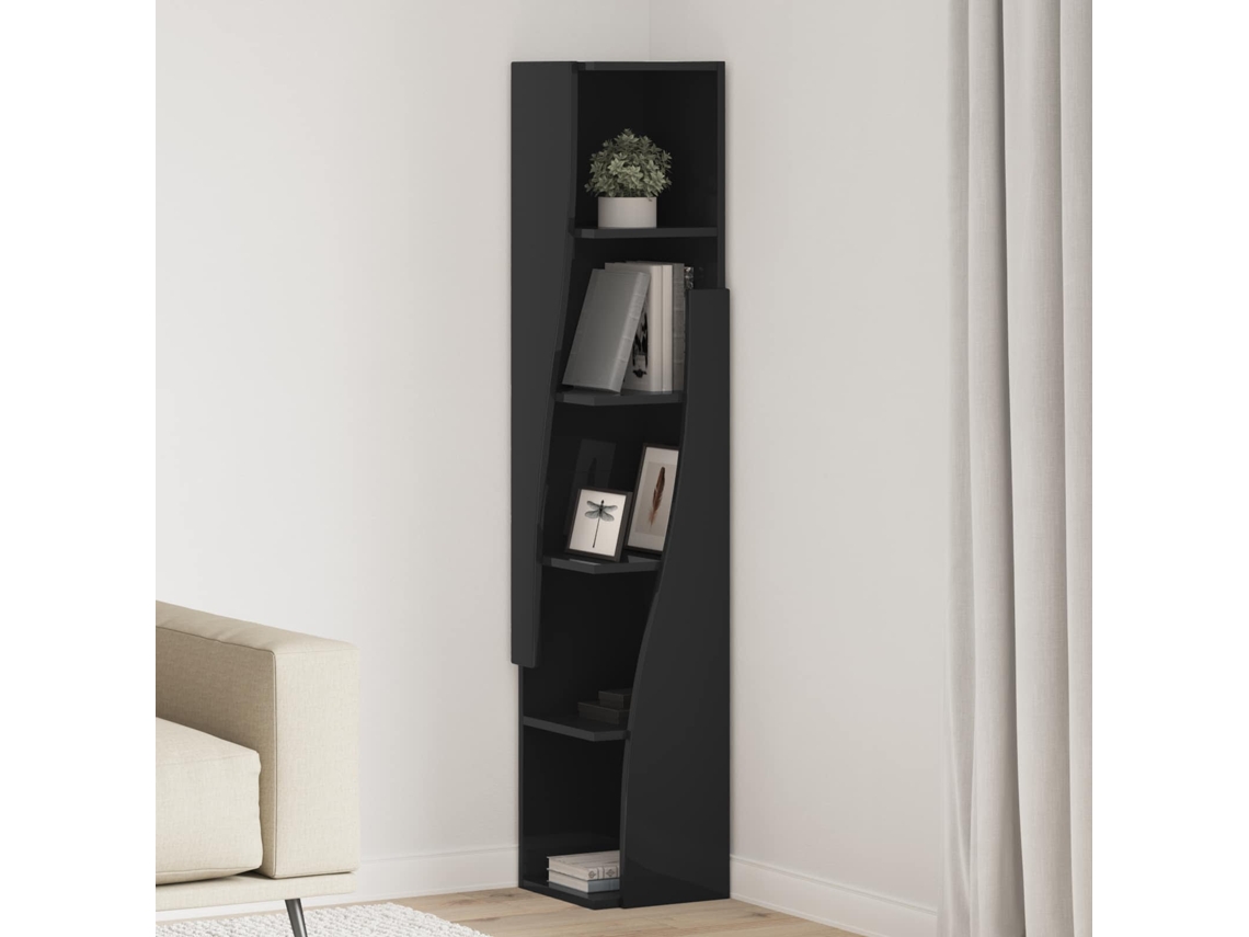 Vidaxl Armário De Canto 27,5x27x140cm Derivados De Madeira Preto