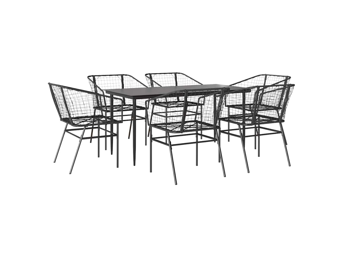 Garden Dining Set, Garden Dining Sets Vidaxl Preto Rattan / Vime (160 X 80 X 74 Cm)