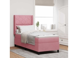 Vidaxl Cama Box Com Cabeceira Rosa 80 X 200 Cm Veludo