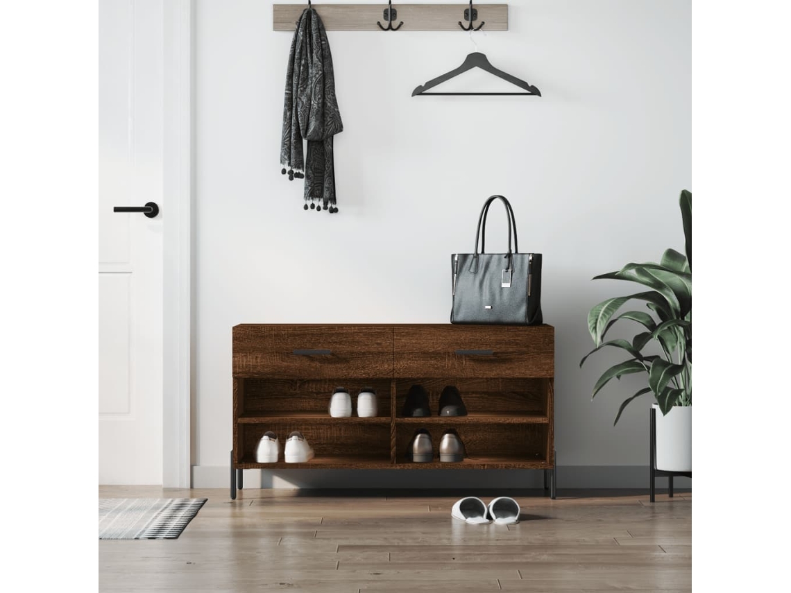 Vidaxl Banco Sapateira 102x35x55 Cm Deriv. Madeira Carvalho Castanho