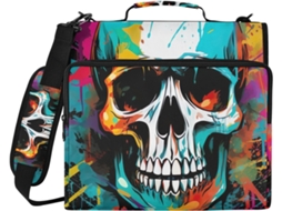 Organizador De Bolsa Com Estampa Caveira Em Grafite, Pasta De 3-argolas, Capa Laptop Em Poliéster Resistente À Água