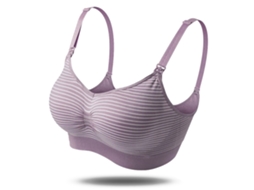Ats sutién de Lactancia Inalámbrico Estampado Rayas Anti Caída para Mujeres Embarazadas Talla L Morado