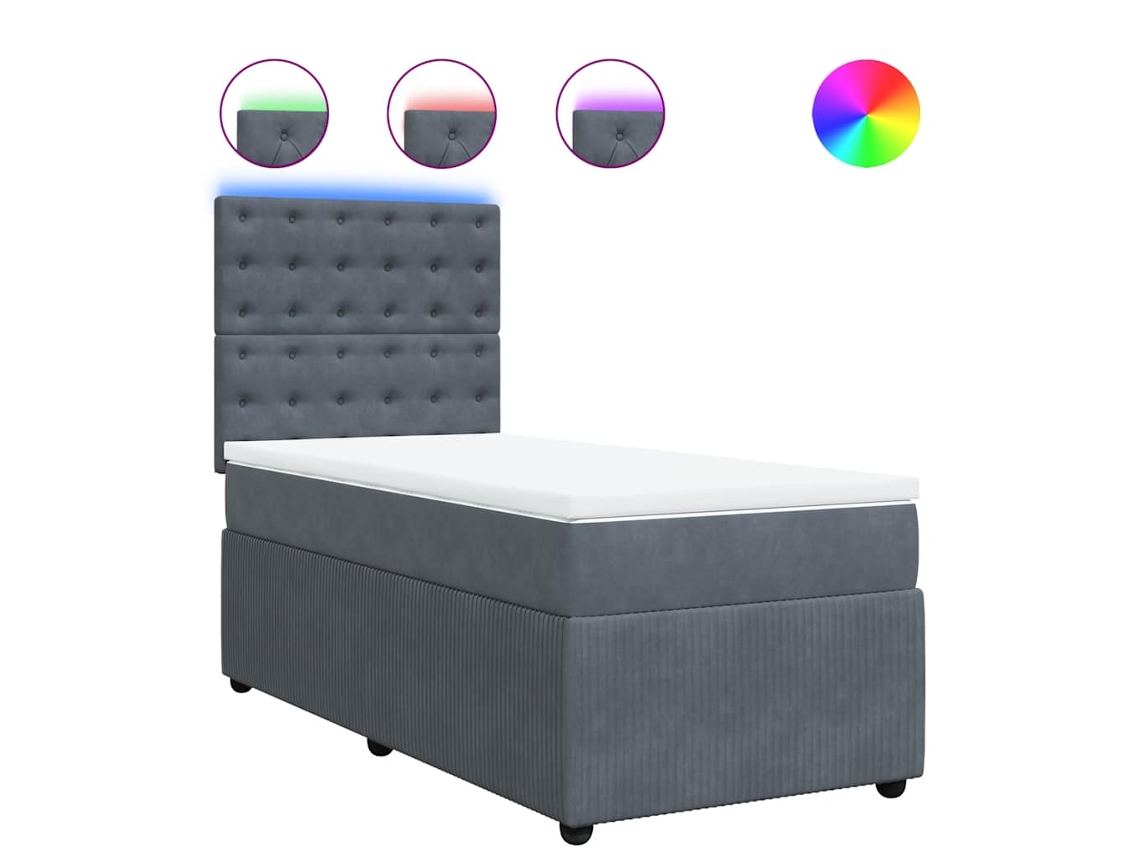 Cama com Molas/colchão 100x200 Cm Veludo Cinza escuro MAISON EXCLUSIVE