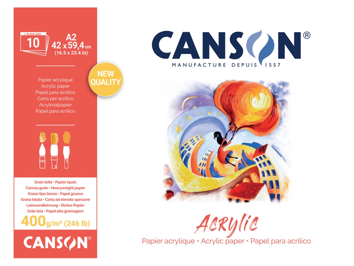 Bloco de Papel de Desenho CANSON Acrílico 380 X 460 Mm 400 G/M²