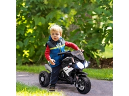 Moto Elétrica Infantil Luzes Sons 3 Km/h Recarregável Plástico Metal Preto/branco