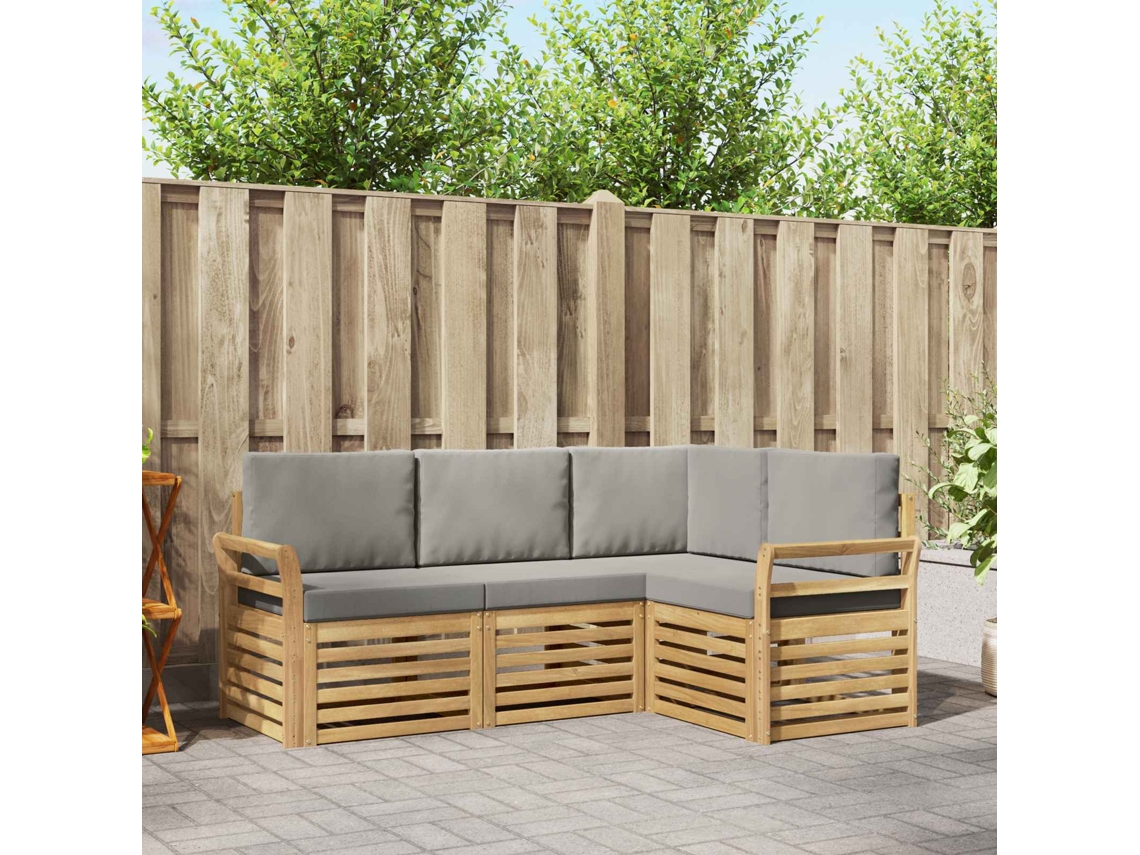 Vidaxl Conjunto De Sofás Para Exterior 4 Unid. Branco E Cinzento-claro