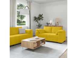 Vidaxl Conjunto De Sofá De 2 Peças Com Almofadas Em Veludo Amarelo